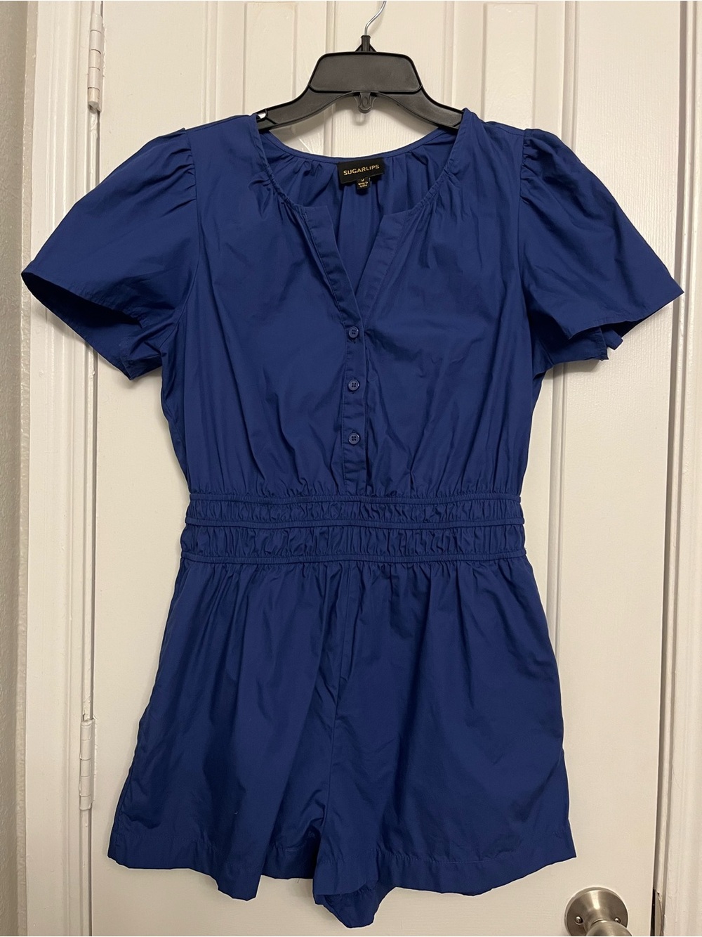 Sugar Lips - Blue Short Sleeve Romper - Size Medium